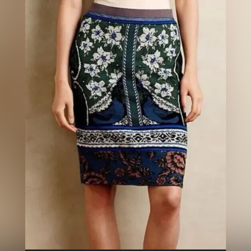 Moth Anthropologie Womens Artsy Knee Length Wool Skirt Size small Stretch Boho